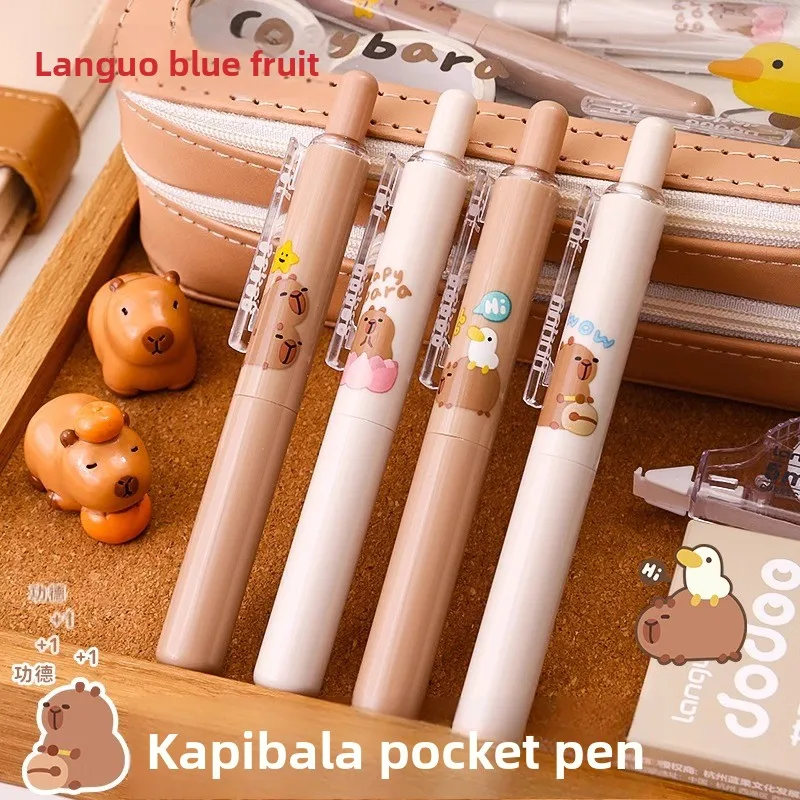 

Симпатичные гелевые ручки с капибарой, набор черных чернил, гладкие письменные принадлежности, школьные принадлежности, каваи, канцелярские принадлежности с героями мультфильмов, студенческие офисные школьные принадлежности