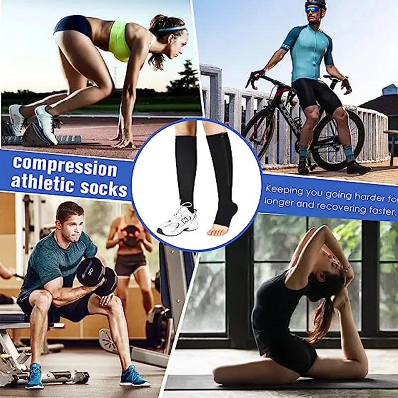 Zipper Open Toe Compression Socks Zipper Compression Socks Long Calf Compression Socks Venous Elastic Socks