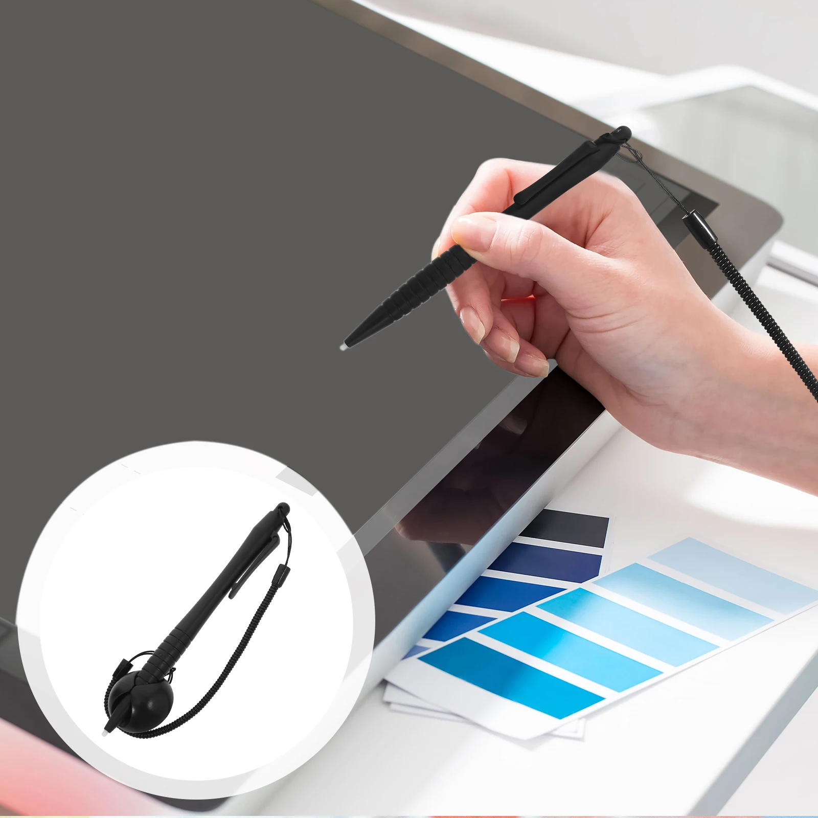 

2pcs Resistive Screen Stylus Pen Smooth Surface Touchscreen Friendly Silica Gel Holder Double Adhesive