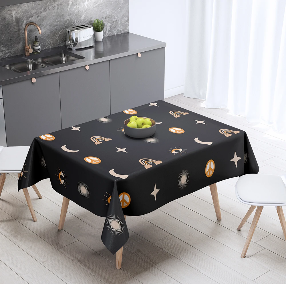 Irregular Geometric Print Pattern Tablecloth Home Decor  Rectangular Party  Anti-Stain  Dust Cover