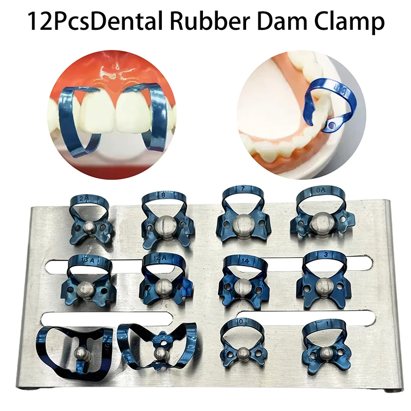 

12Pcs Dental Rubber Dam Holder High Quality Dentist Rubber Dam Clamp Clip Ring Dentist Instrument Oral Care Tool Dental Material