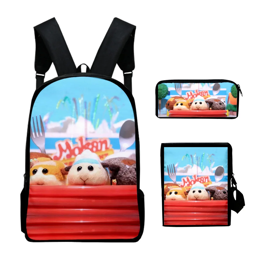 Harajuku PUI PUI Molcar Guinea Pig 3D Print 3pcs/Set pupil School Bags Laptop Daypack Backpack Inclined shoulder bag Pencil Case