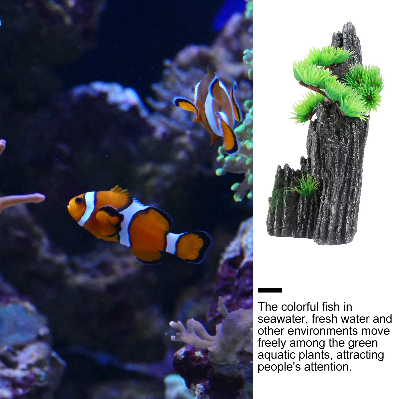 

1pc Resin Fish Tank Mountain Craft Aquarium Ornament Fake Mountain Decor For Home Office Aquatic Animal Box Rockery Simulation