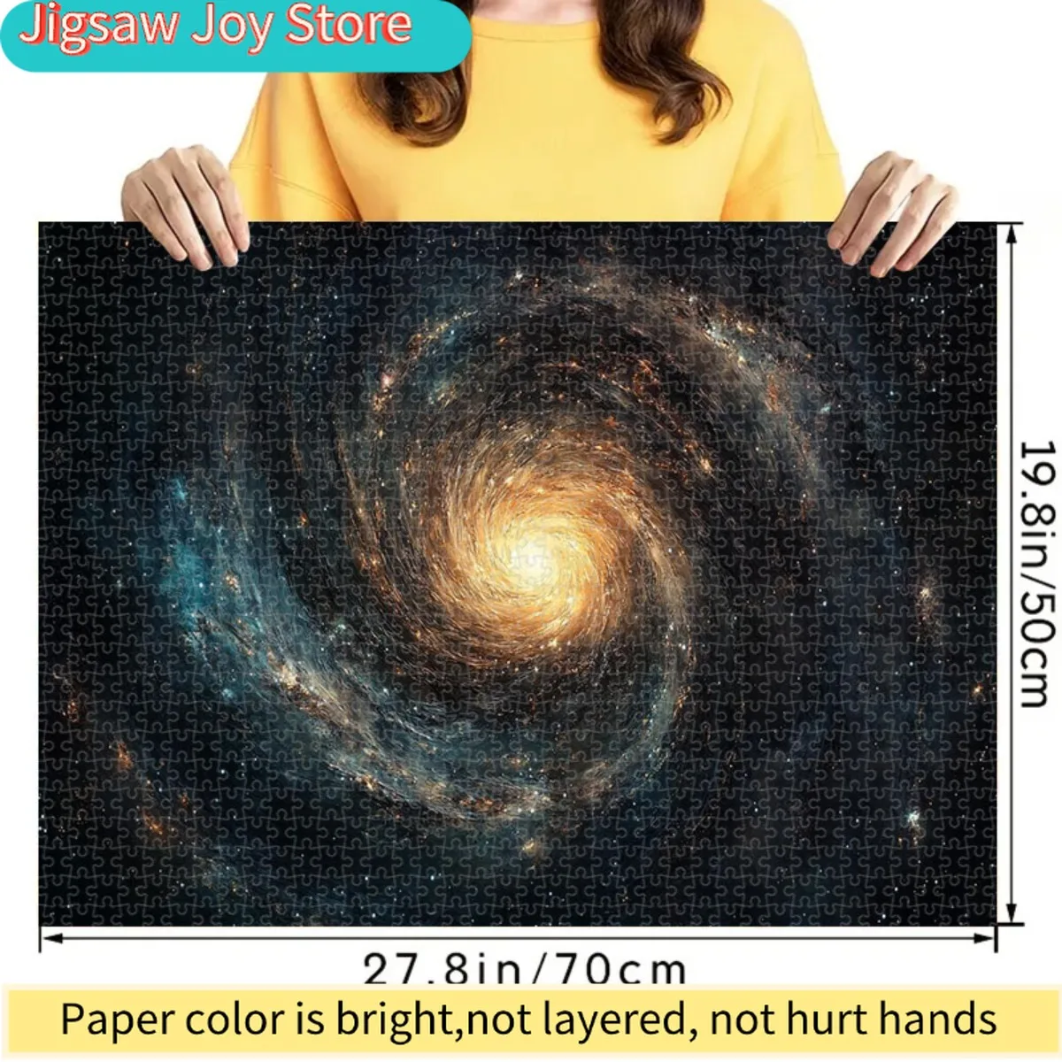 A 1000pcs Jigsaw Puzzle for Adults Featuring The Vibrant Center of a Spiral Galaxy, Adorned with Luminous Blue And Golden Arms