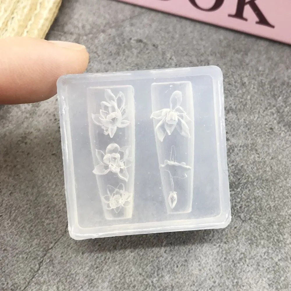 Transparent Nailart Mold 3D Carving with Box Silicone Template Rose Flower Butterfly Tulip Bow Nail Art Molds Nail Decoration