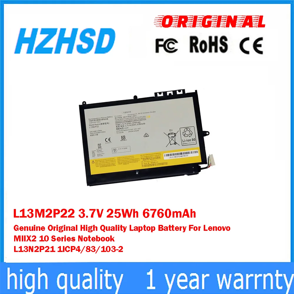 

L13M2P22 3.7V 25Wh 6760mAh Genuine Original HighQuality Laptop Battery For Lenovo MIIX210 SeriesNotebook L13N2P21 1ICP4/83/103-2