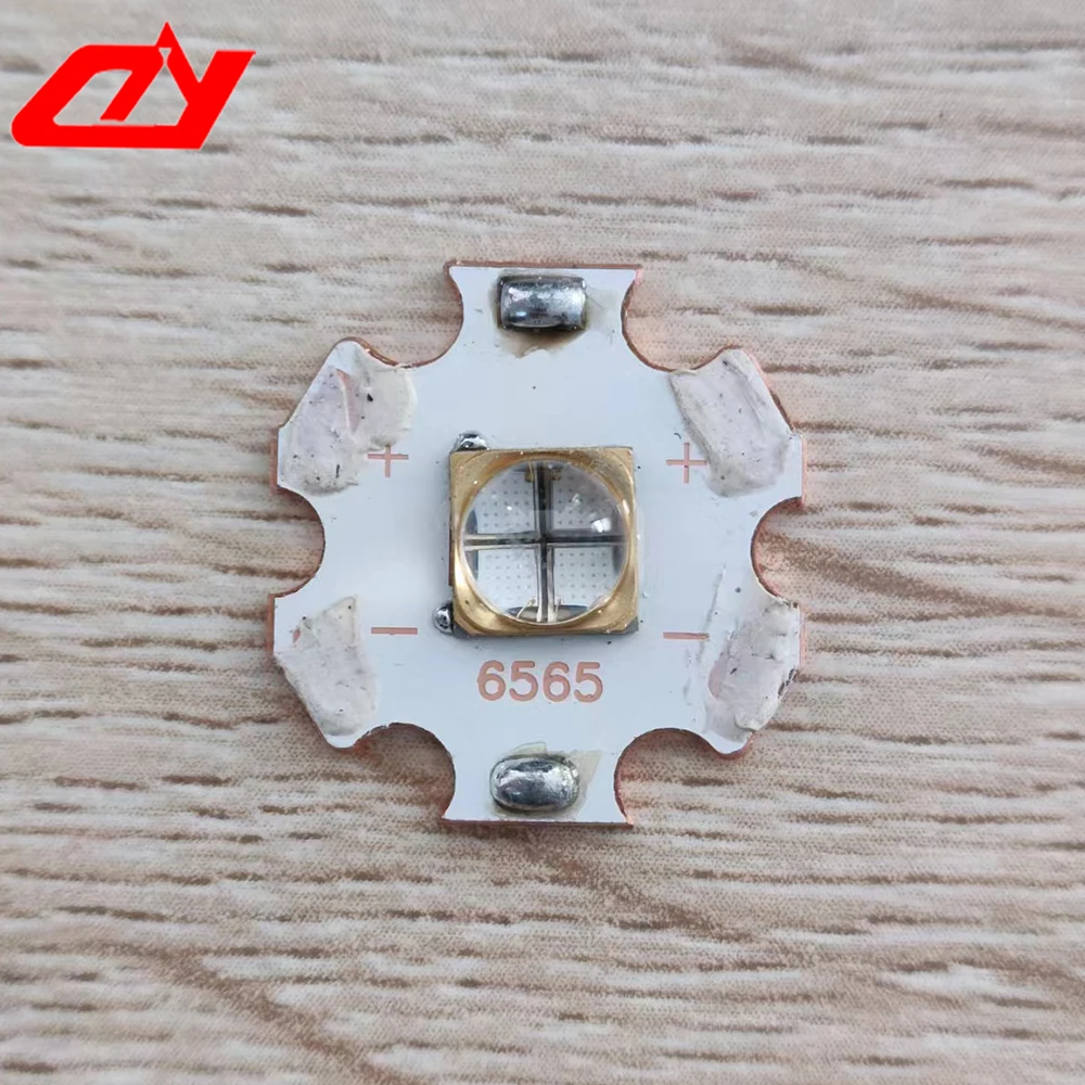 High Power Copper Substrate UV LED Chips, 6565 Quartz Lens, 3D Printing Ink Glue, Silk Screen, Cura Flexível, 365nm, 10W, 20mm, 5 Pcs