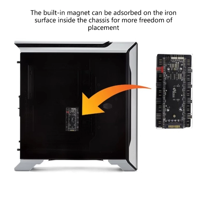 Konwerter RGB 12V 4Pin na 5V RGB Hub transferowy Interfejs Montaż magnesu H8WD — zdjęcie produktu 4