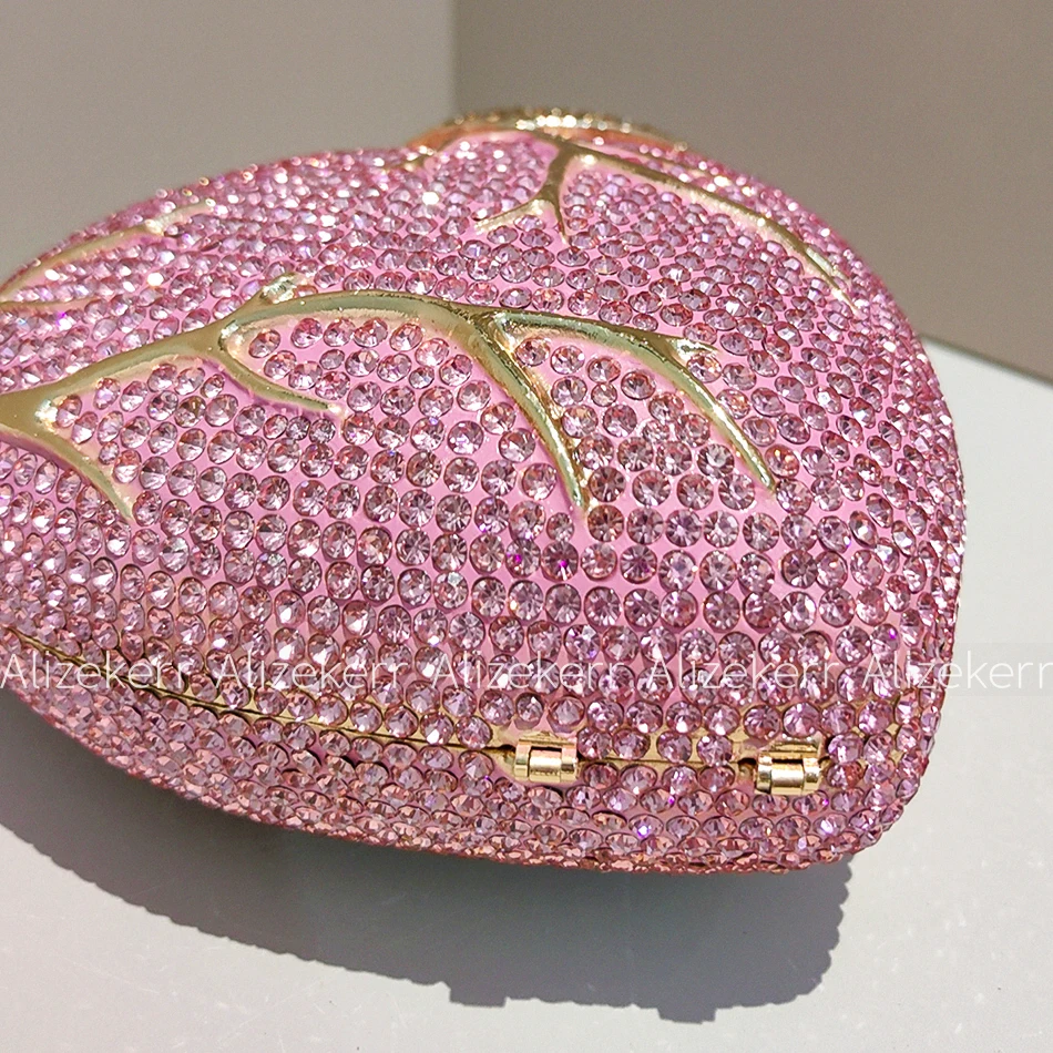 Alizekerr Heart Shaped Diamond Evening Bags Women 2026 Gorgeous Metallic Rhinestone Purses Ladies Unique Handbags Wedding Party view 6