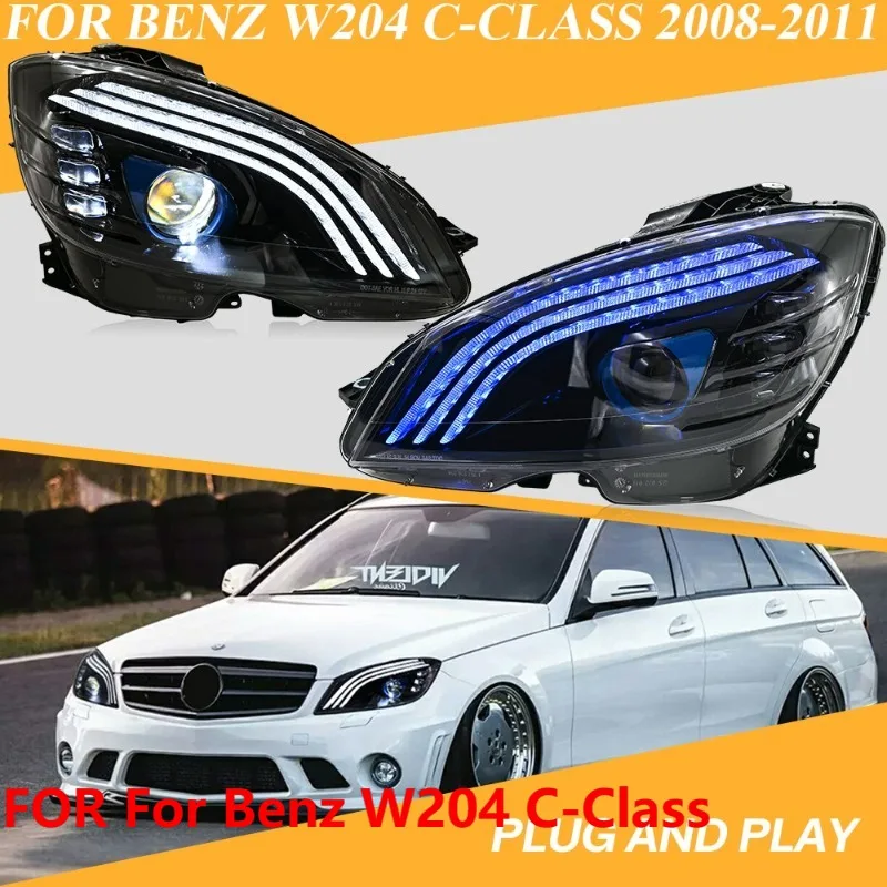 

Для Benz W204 C-Class светодиодные фары для проектора 2008-2011 RH + LH ксеноновые передние фары
