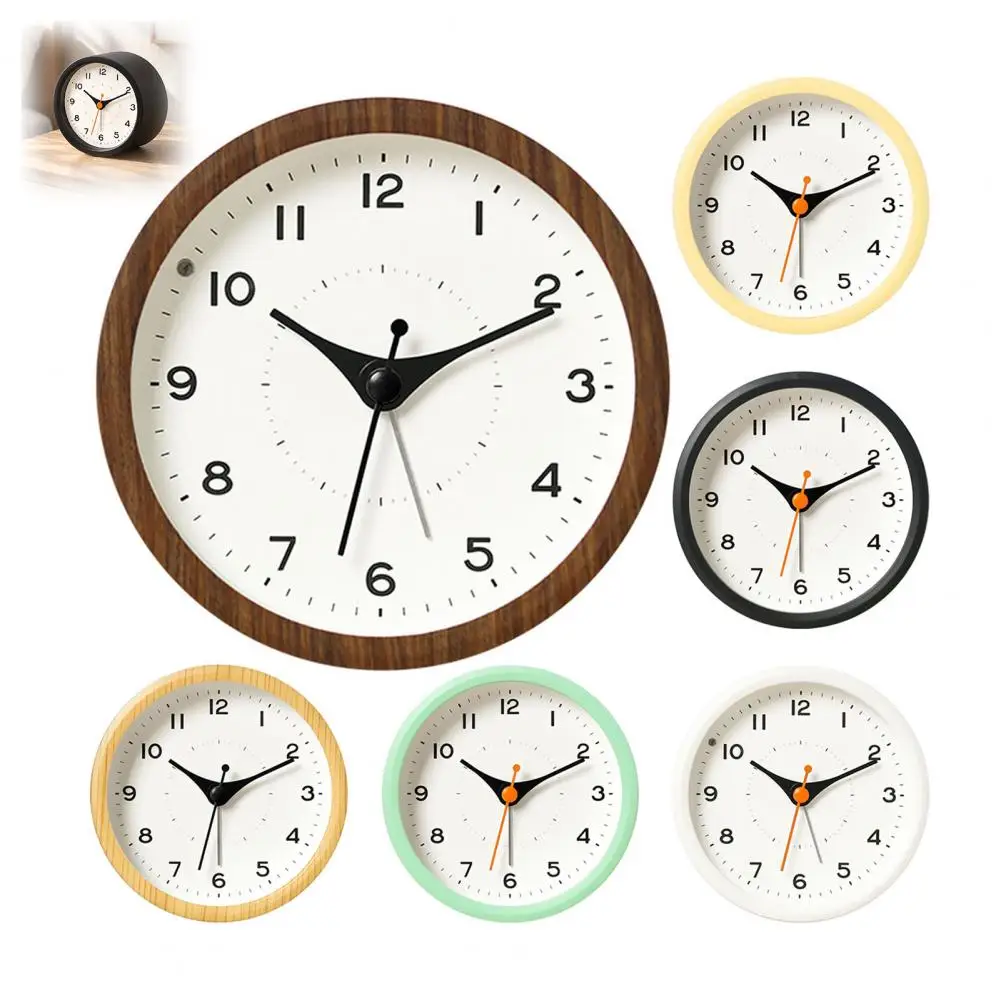 Silent Alarm Clock for Kids Battery Operated Clock Silent Non-ticking Round Alarm Clock with Night Light Battery for Bedroom