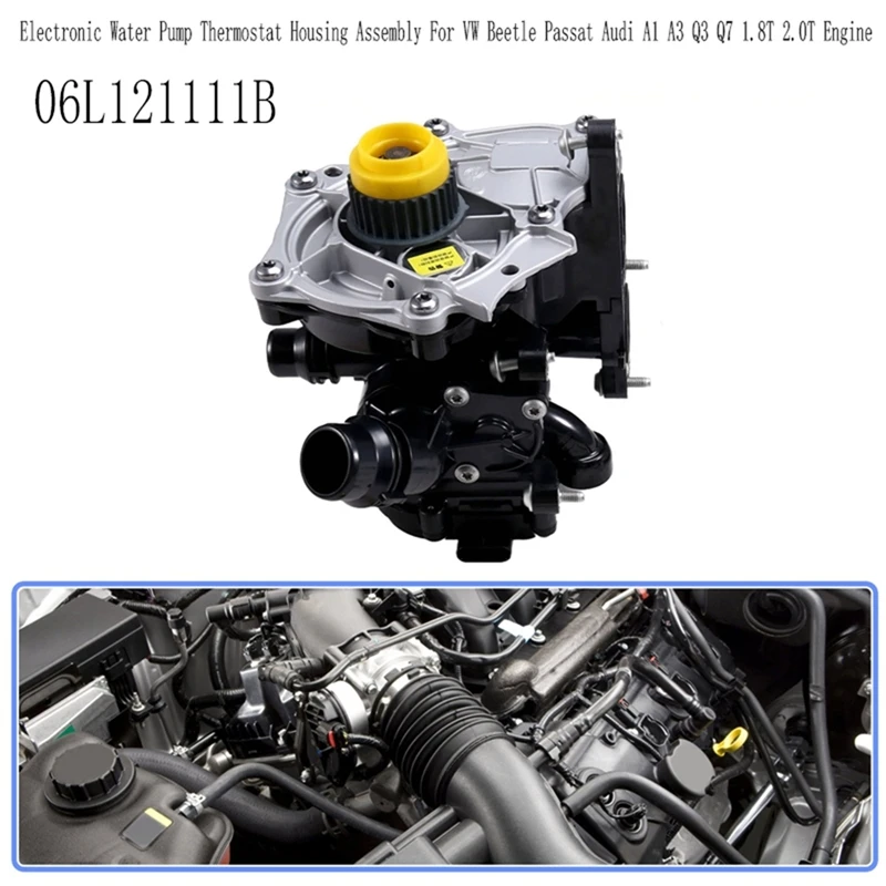 

Top Sale For VW Beetle Passat A1 A3 Q3 Q7 1.8T 2.0T Engine Electronic Water Pump Thermostat Housing Assembly 06L121111B