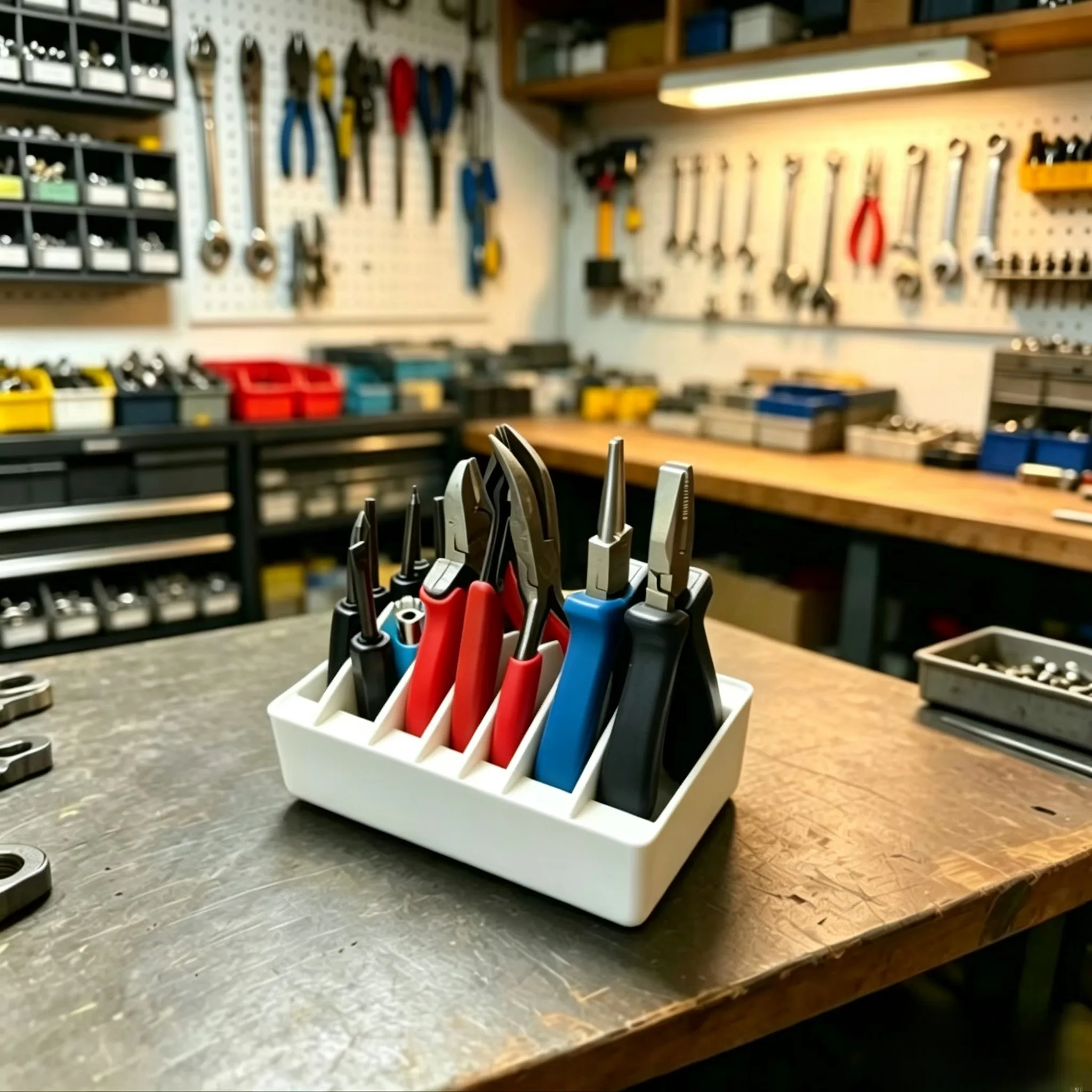 1pc Multi-slot Pliers Organizer  Diagonal Cutters Desktop Hand Tool Storage Tray For Workbench Tool Management