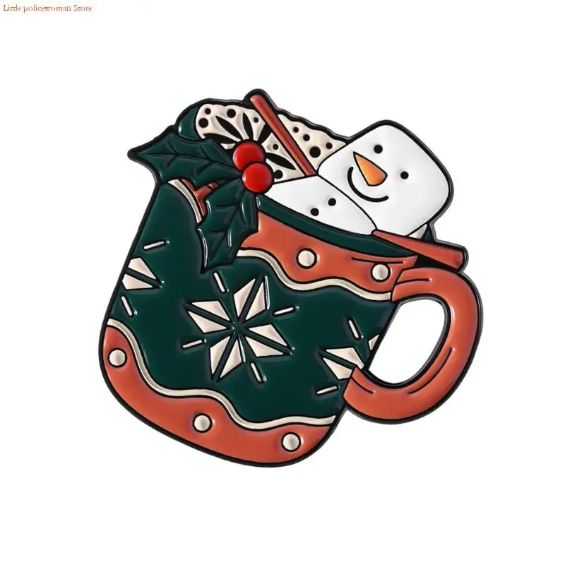 F92D عيد الميلاد ثلج الأيائل المينا دبوس بروش كأس احتفالي تصميم سبيكة مجوهرات هدية لعطلة الشتاء اكسسوارات الحفلات #2