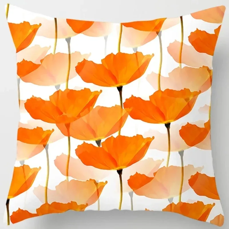 Home Decor Orange Pattern Print Square Polyester Pillow Cover Car Decor Sofa Decor Cushion Cover funda de almohada