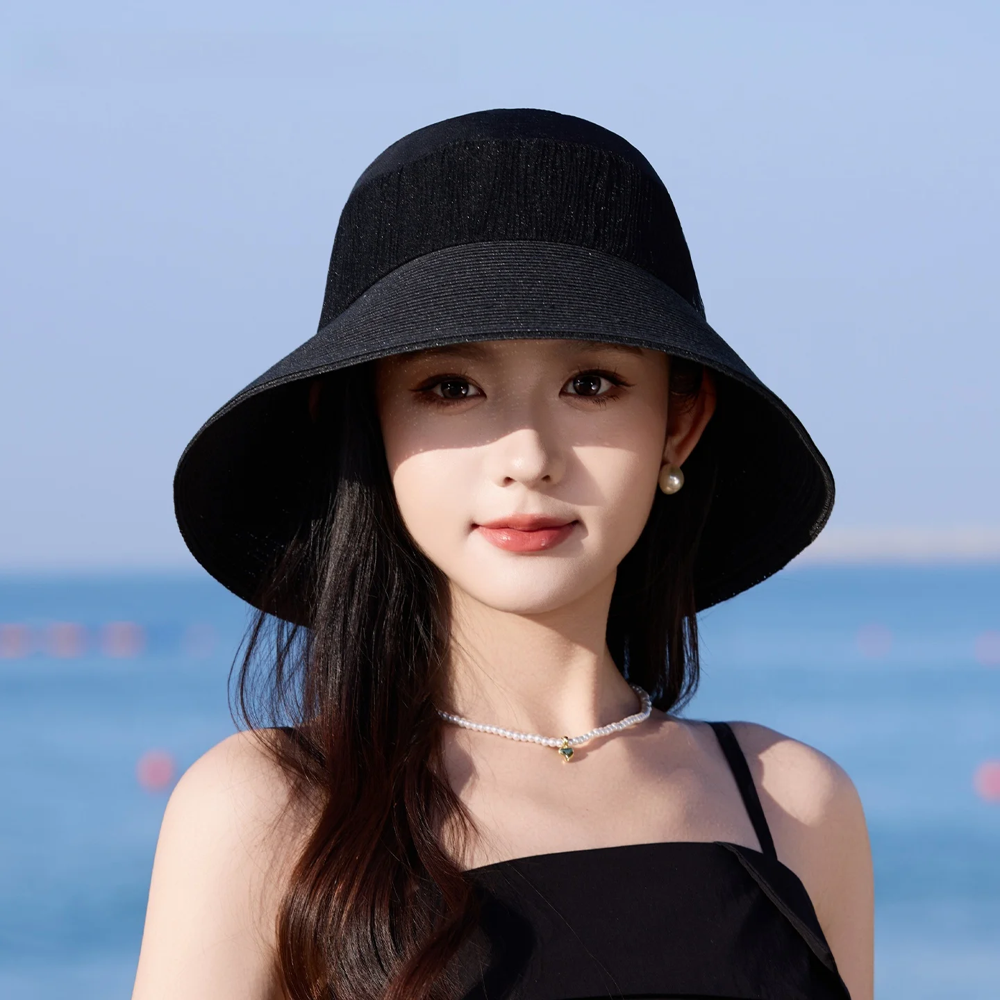 simple-wide-brim-sun-protection-hat-korean-style-fisherman-cap-for-women-casual-fashionable-breathable-polyester-fiber-beach