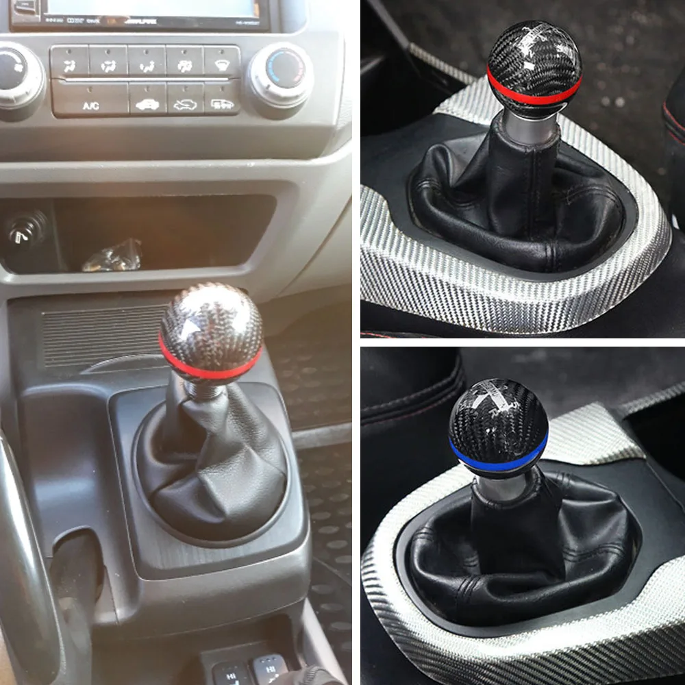 RASTP-Universal Genuine Carbon Fiber Mugen 5 / 6 Speed Manual / Automatic Spherical Gear Shift Knob for Honda Acura RS-SFN013