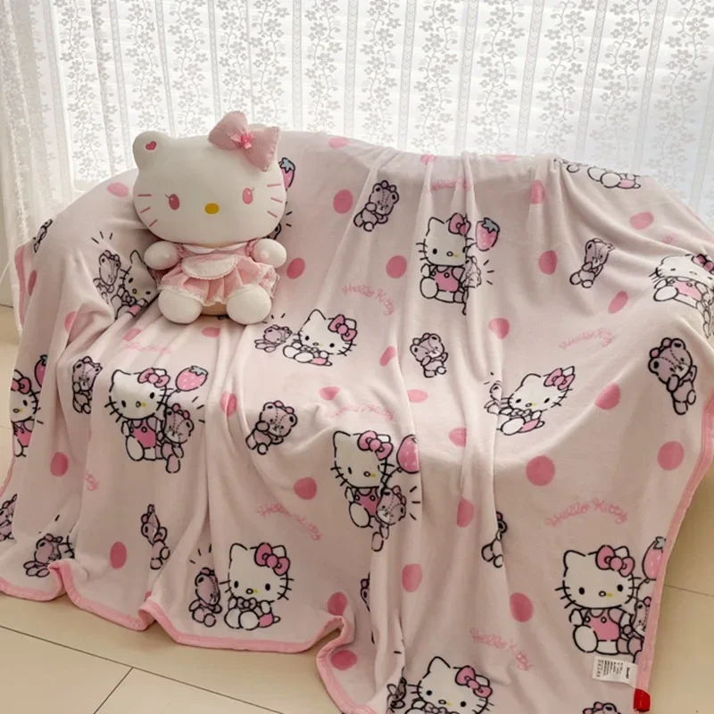 Kawaii Sanrio My Melody Cinnamoroll Plush Travel Camp Blanket Y2k Cartoon Anime Cute Air Conditioning Sofa Nap Blanket Winter