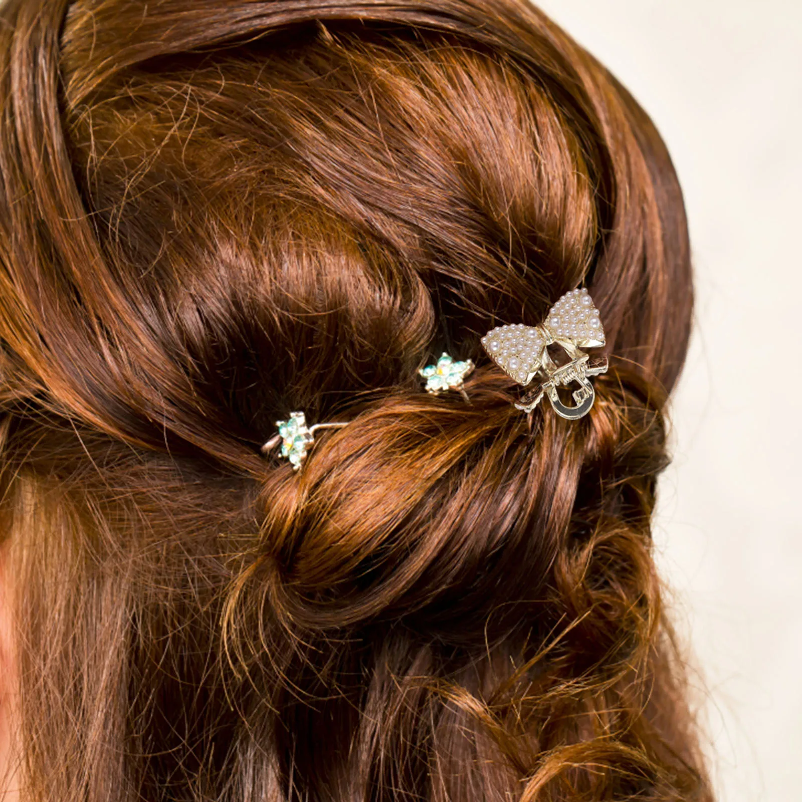 

4pcs Pearl Claw Clips Small Hair Jaw Clasp For Women Elegant Rhinestones Alloy Hair Accessories Styling Tools Gift