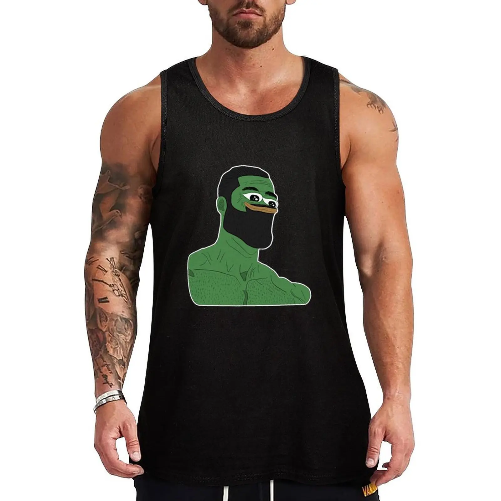 

Rare Gigachad Pepe Tank Top Casual Summer Tank Top Relaxed Fit Sleeveless Wear