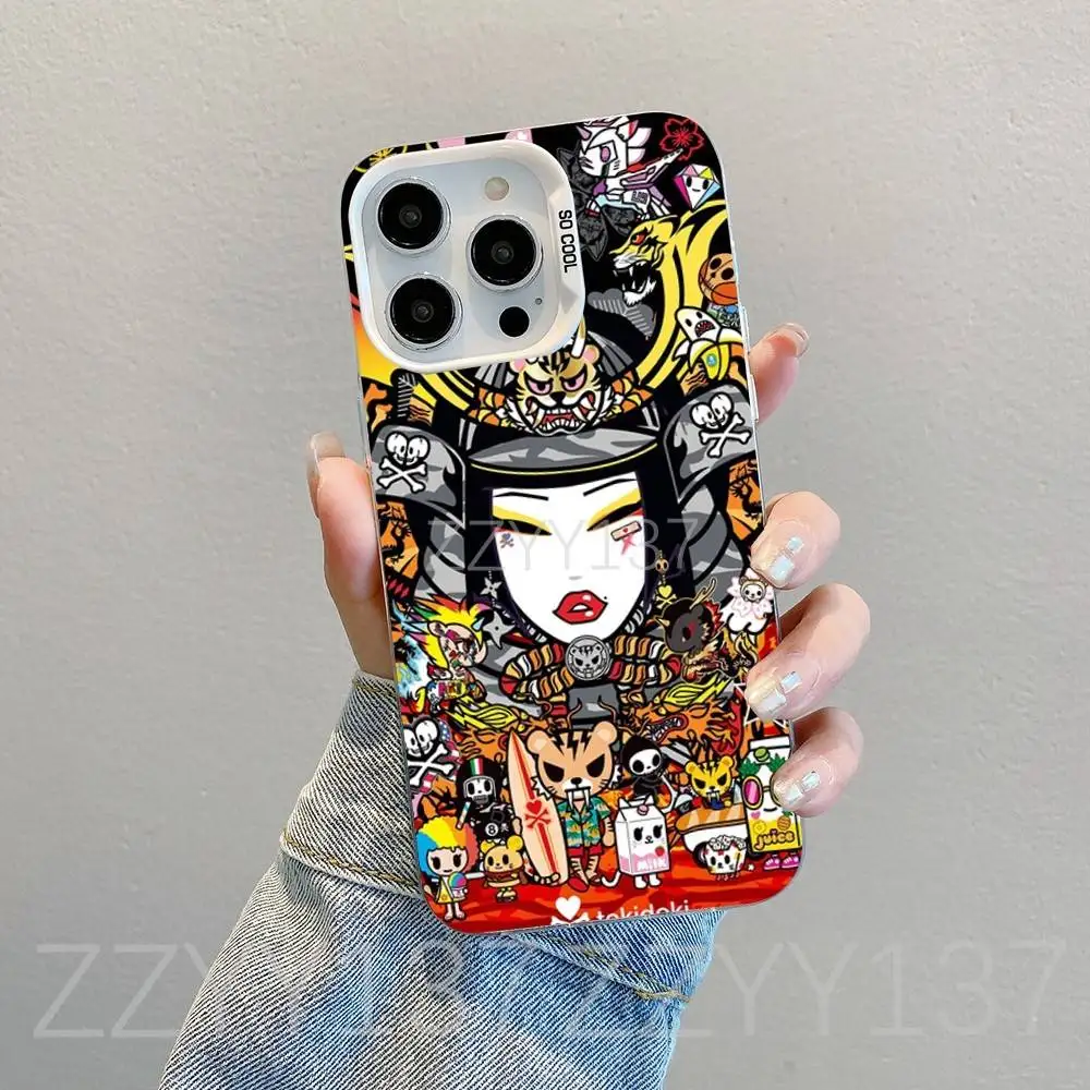حافظة هاتف Tokidokis اليابانية لهاتف iPhone 16,15,14,13,12,11,8,7,Pro,Max,Plus,Mini,XS,SE غطاء مقاوم للصدمات من الحلوى البيضاء غير اللامعة