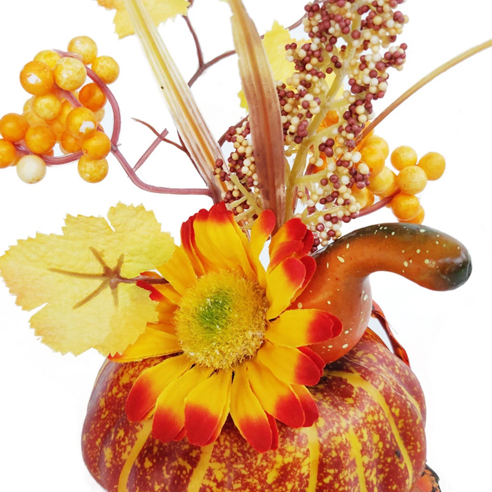

2pcs Simulated Plant Pumpkin Combination Mini Autumn Party Ornament Decoration Maple Leaf Fall Artificial Home Garden Floral