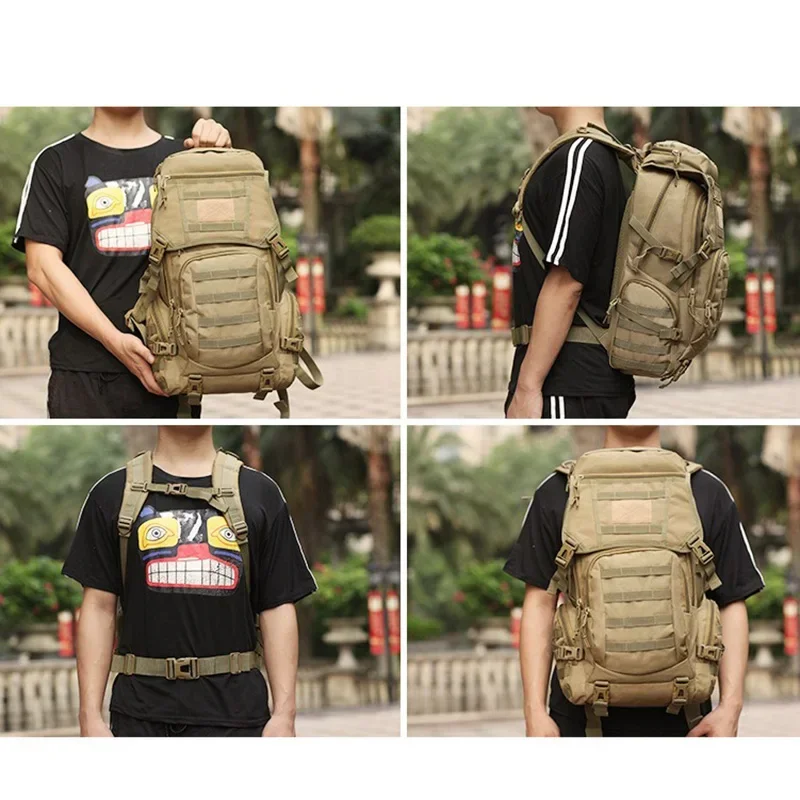 50L Tactical Backpack Outdoor Sports CamouflageBag Hiking Rucksack Molle Daypack Camping Hunting Climbing Fishing Hiking Bags