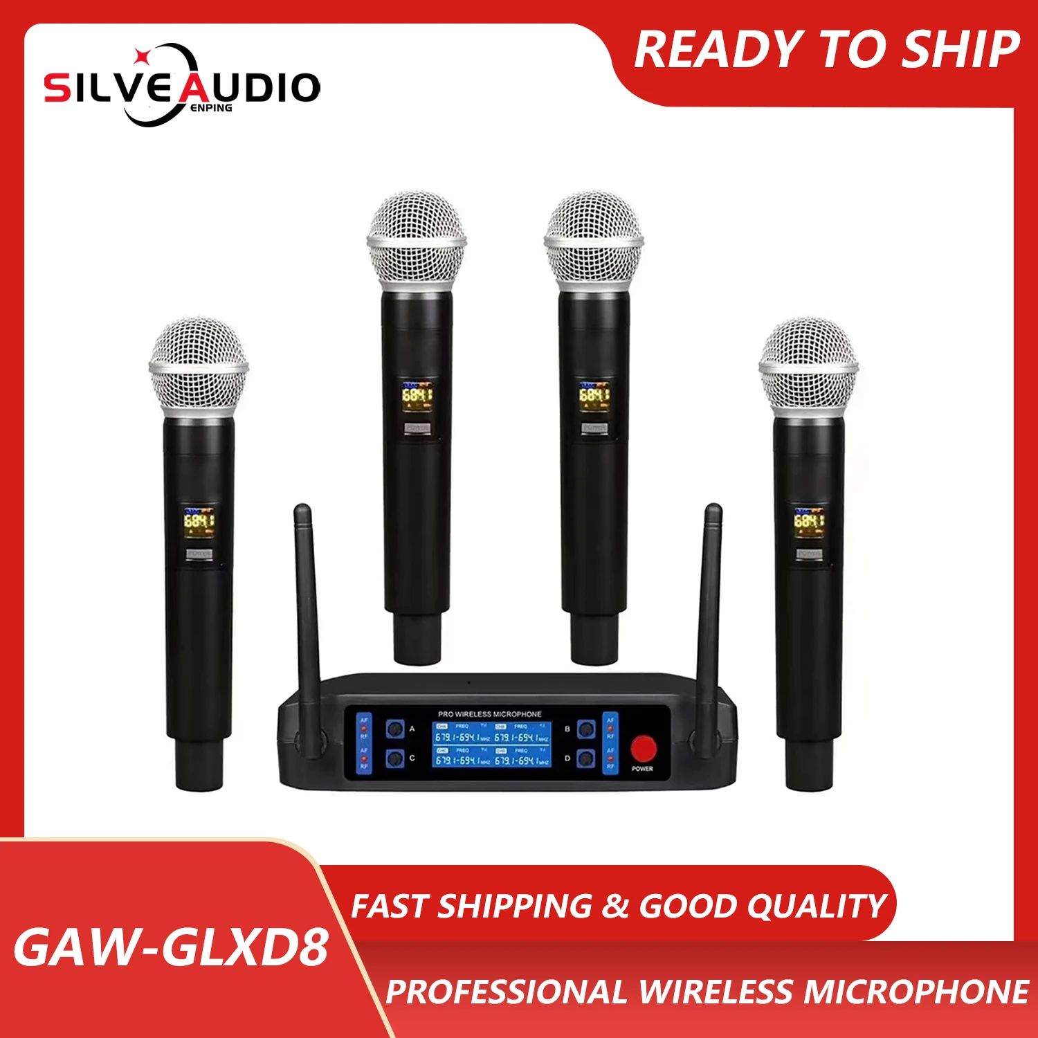 

GAW-GLXD8 Lowest Price 4X16 Channel UHF Wireless Microphone Karaoke Speaker Performance System Handheld Ktv Mic