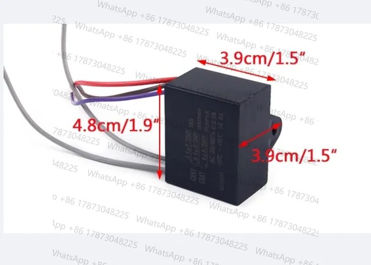 LETAOSK Новый черный пластиковый конденсатор CBB61 2,5 мкФ + 3,5 мкФ + 4 мкФ 5-проводной конденсатор переменного тока 250 В подходит для потолочного вентилятора 4,8 x 3,9x 3,9 см