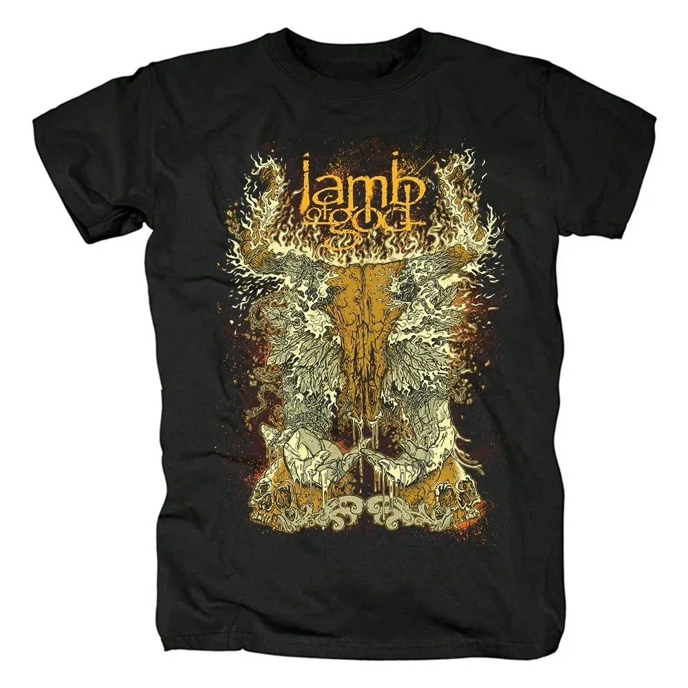 Lamb of God Heavy Mental Band T-shirt Mens 100% Cotton Tshirt Summer Short Sleeve Graphic Tee-shirt Harajuku Streetwear T Shirts