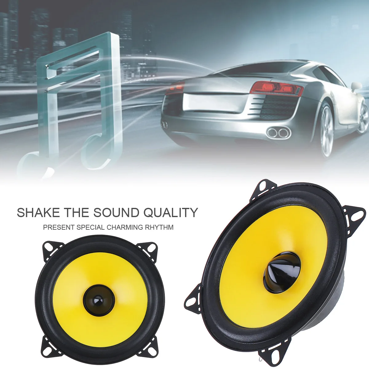 2pcs 2 Way 4 Inch Full Range Frequency Car Audio Stereo Speaker, 2x60W Full Range Car Audio Stereo Speaker