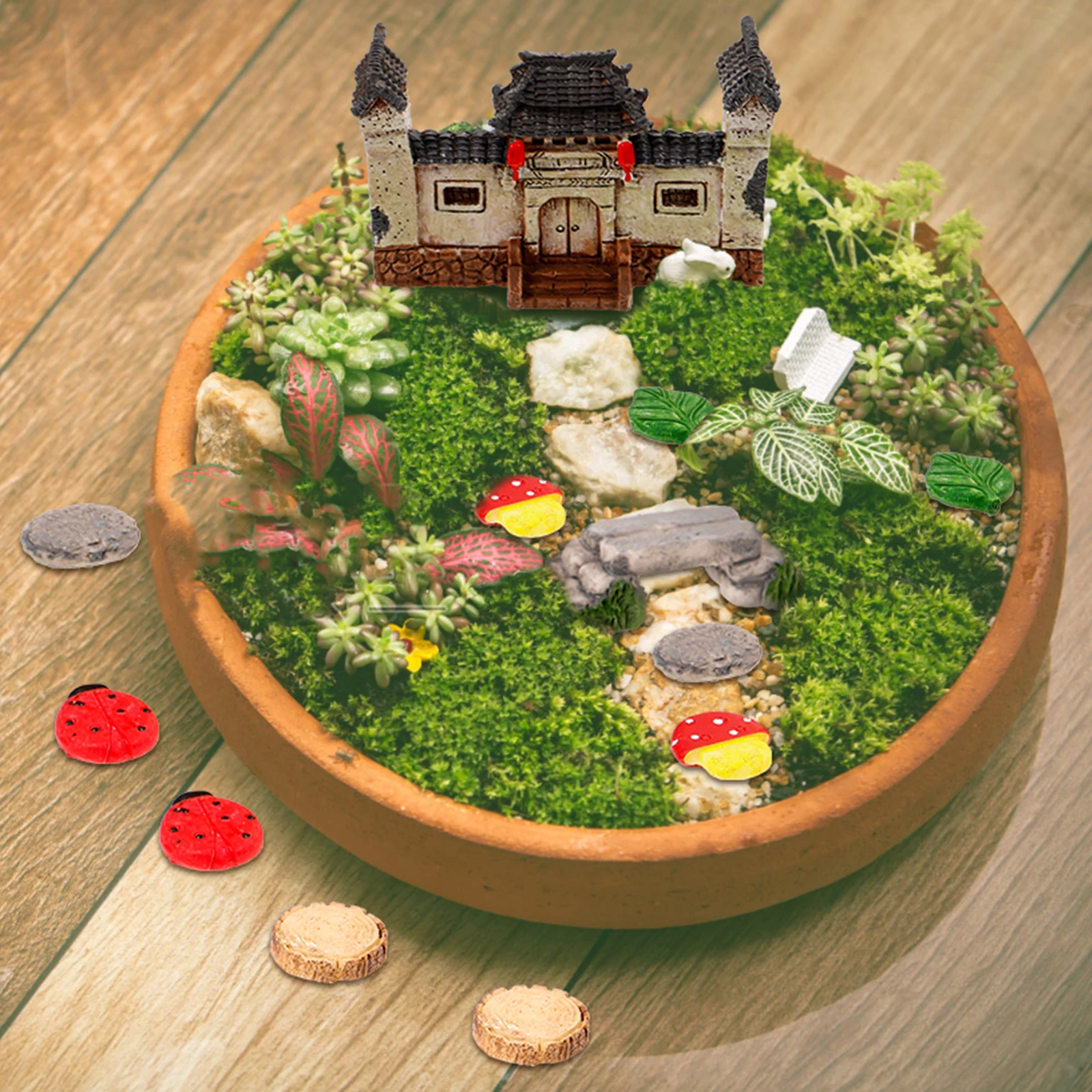 

1 Set Miniature Bonsai Ornament Artificial Stone Bridge Stepping Pads Decor For Aquarium Flower Pot Landscaping Micro Fairy