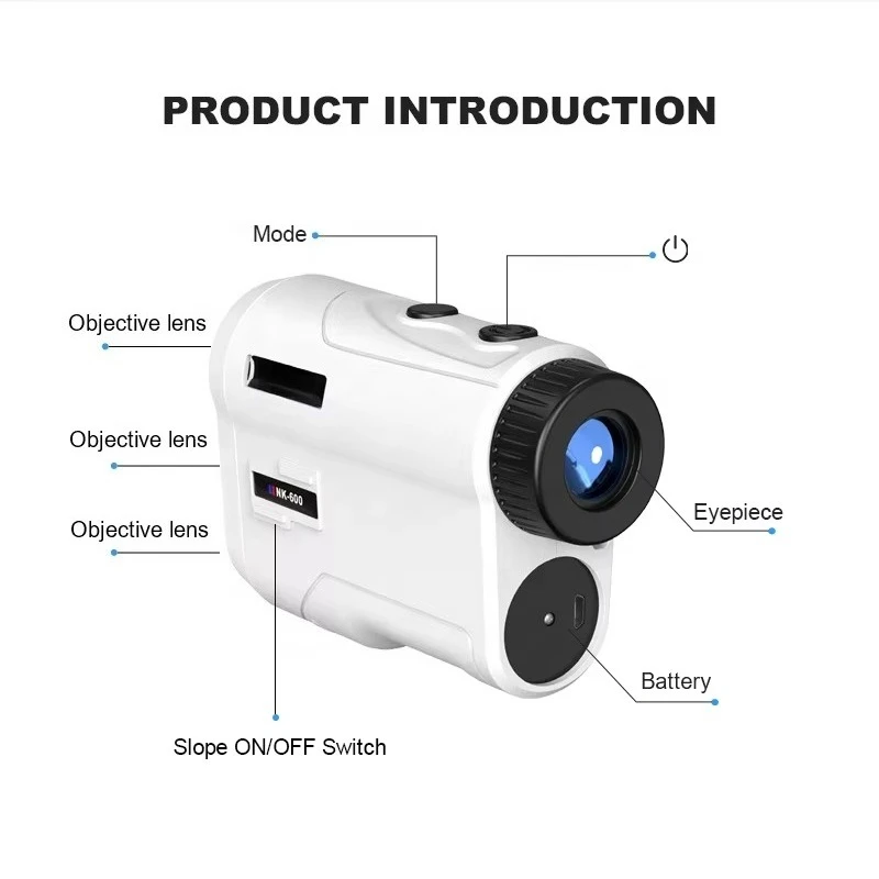 Golf Rangefinder 600M High Precision Laser Distance Meter with Slope Compensation Flag Lock Outdoor Golf Measuring Too