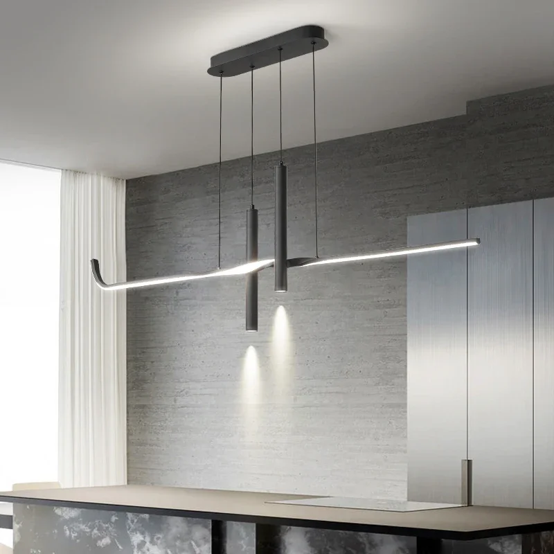 Imagem -02 - Modern Minimalista Led Pendant Light Iluminação Interior para Jantar Sala de Estar Mesa Cozinha Bar Home Decor Lamp Branco Preto Ilha