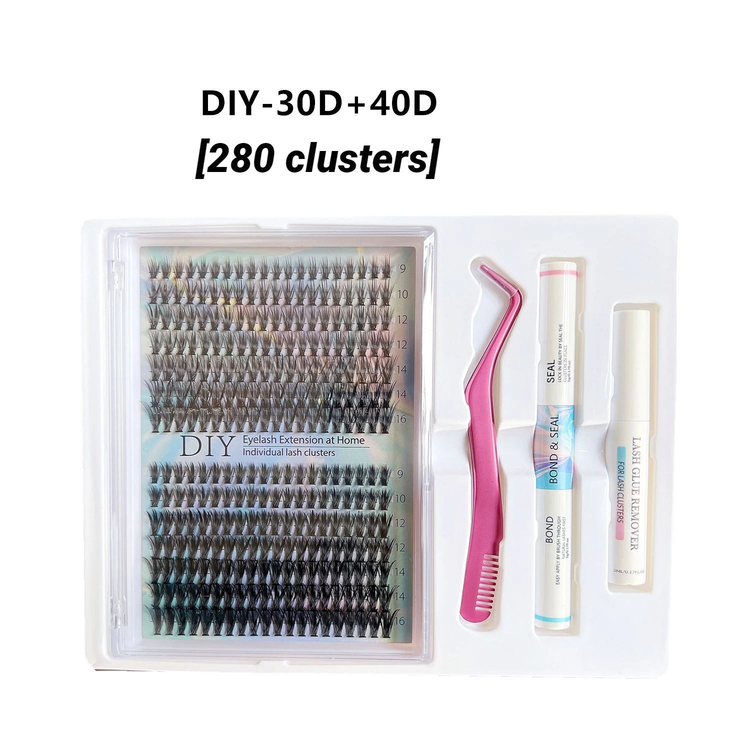 Dicke selbst transplantierende falsche Wimpern, einzelner Cluster, 30 d40d, DIY Wimpern verlängerung