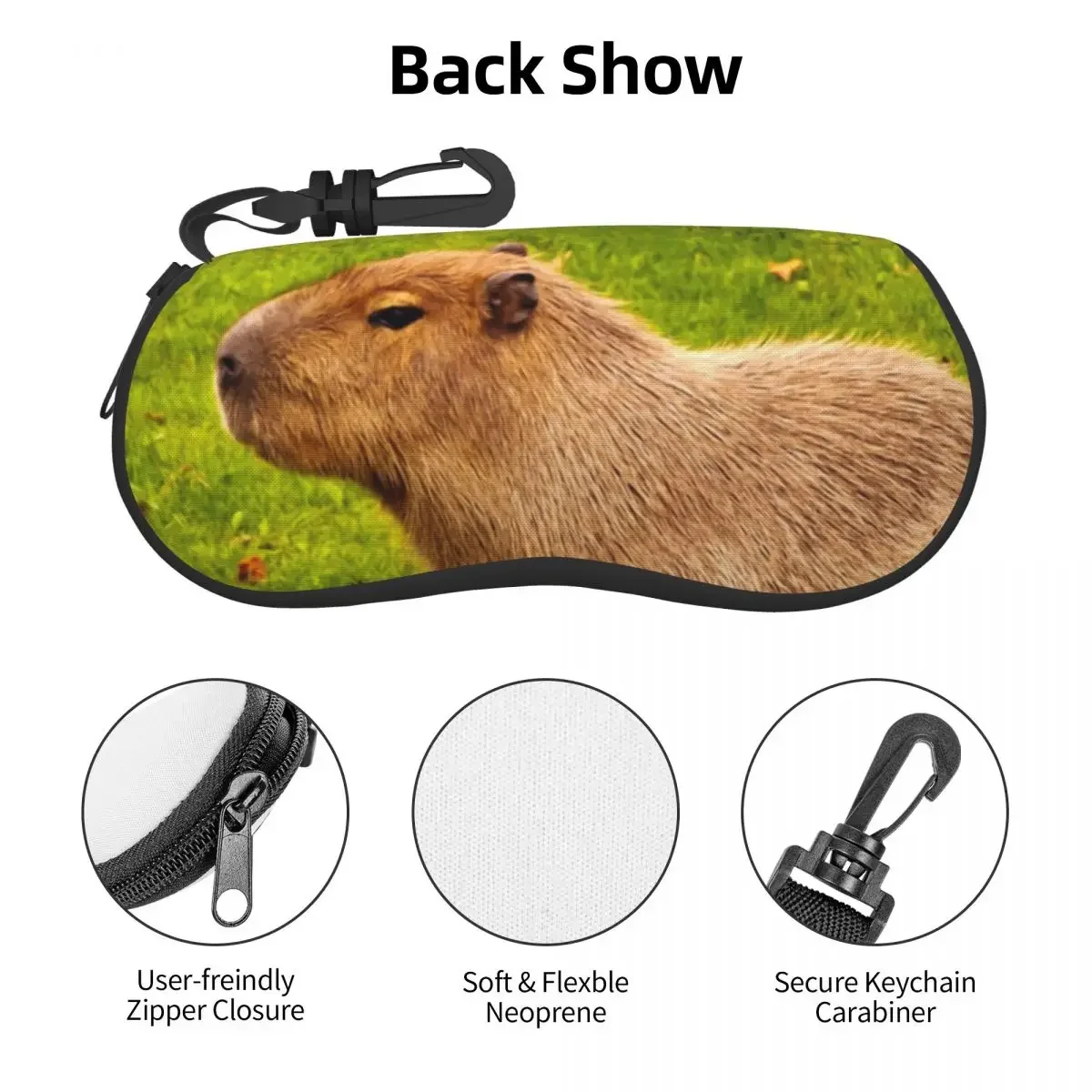 Capybara Horizontal Glasses Case worlds largest rodent smile unusual animal Daily Classic Sunglasses Pouch Zip Eyewear Organizer