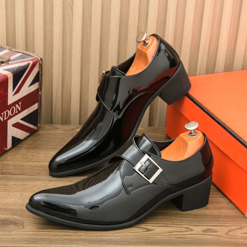 Newest italian oxford shoes for men luxury patent leather wedding shoes pointed toe dress shoes classic derbies plus size 38-48