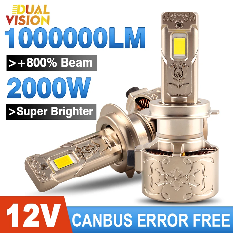 

H7 H1 H4 H11 Светодиодные фары H8 H9 9005 HB3 9006 HB4 9012 HIR2 CANBUS Фары 2000 Вт Дальний ближний свет 6000K Турболампы Автомобили