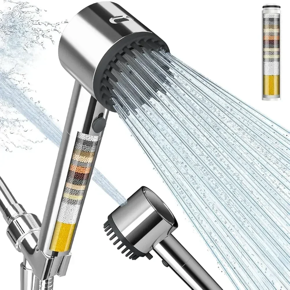 

Ion Drops Filtered Shower Head with Handheld, 4+1 Spray Mode Showerhead with Filters, Built-in Power Wash for Hard Water - R