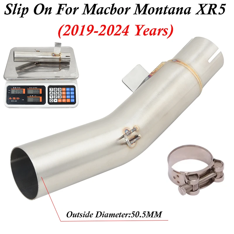 Slip On For Macbor Montana XR5 XR 5 2019 - 2024 Years Motorcycle Exhaust System Escape Stainless Steel Middle Mid Link Pipe