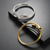 Steel Cable Wire Adjustable Bracelet Bangle For Men Women Gold Color Stainless Steel Bracelets Religious Waterproof Jewelry 2023