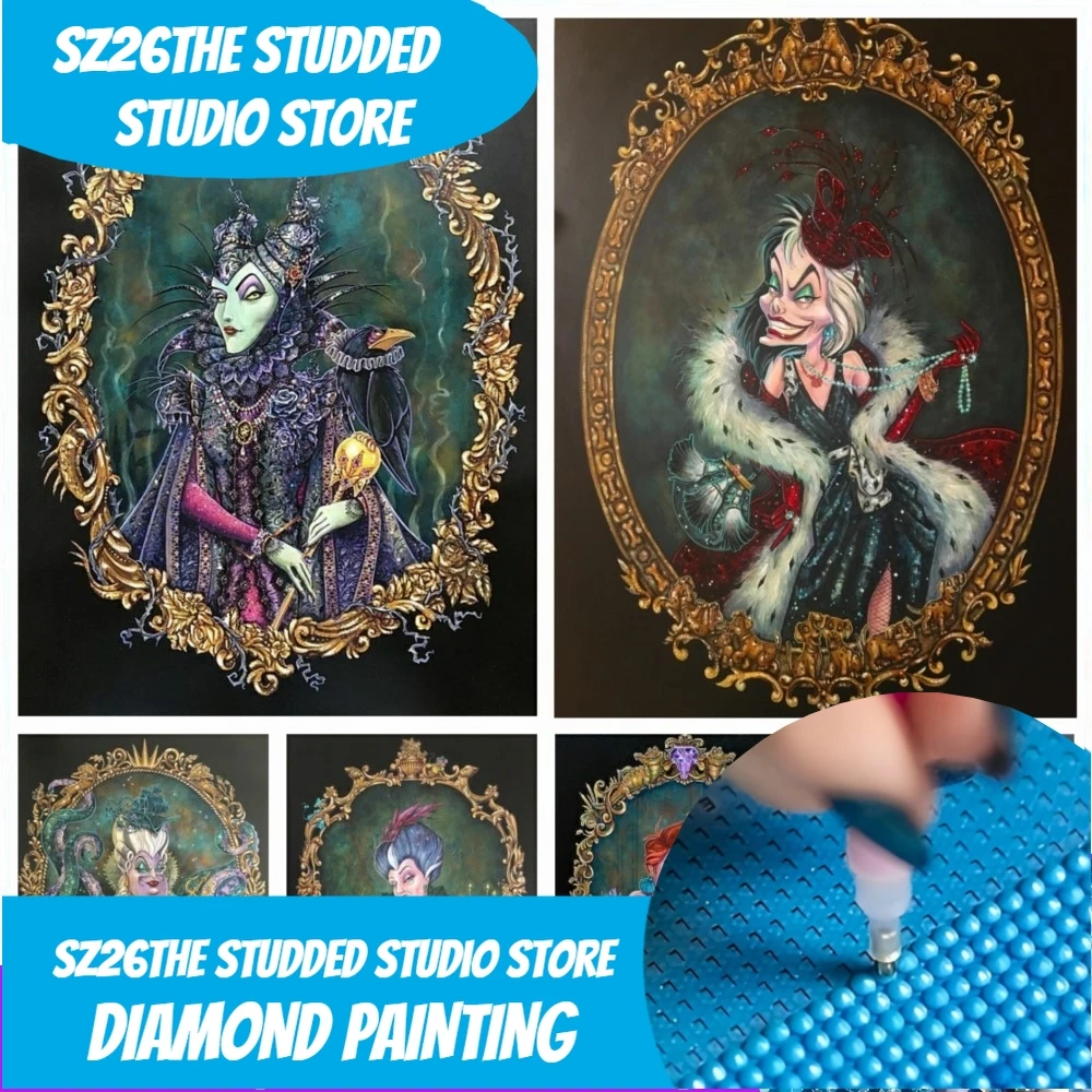 

Sz26The Studded Disney Wicked Villain 5D DIY Diamond Painting Mosaic Art Cross Stitch Embroidery Rhinestones Home Decor Gift