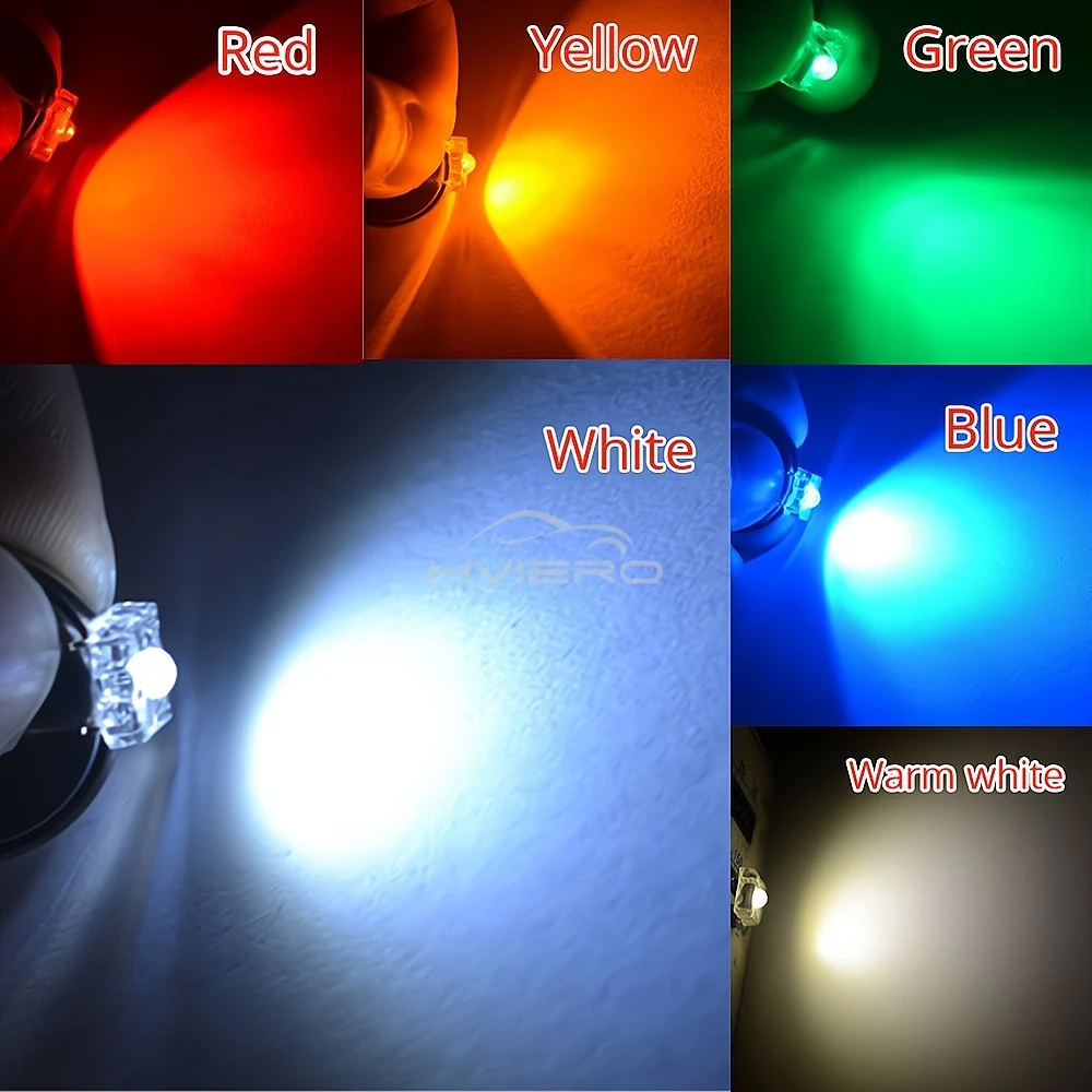 100/1000pcs 3mm White Red Green Blue Yellow Piranha Flux Diode LED Dome Light Bead Wide Angle Lamp Super Bright Leds 4-Pin Bulb