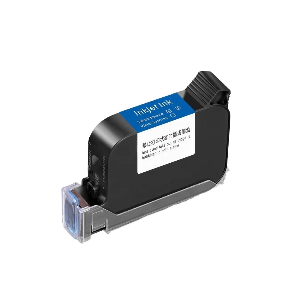 Marcas completas de tinta eco solvente tipo A Hp 12,7 mm Impresión de fecha Cartucho de tinta negro impermeable para impresora de secado rápido