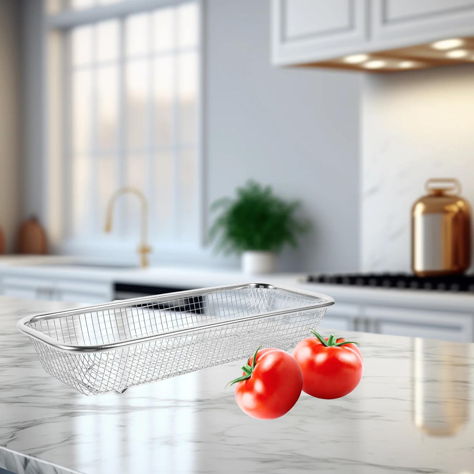 

1Pcs Stainless Steel Drain Basket Thickened Multi-Purpose Fruit and Vegetable Washing Sieve Quick Draining Kitchen Sink Storage