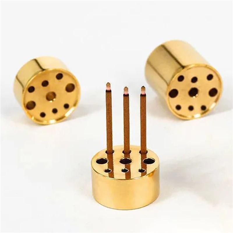 Decorative Incense Burner Mini Incense Holders Brass Heat-resistant Bases with Multiple Holes for Sandalwood Incense Burning