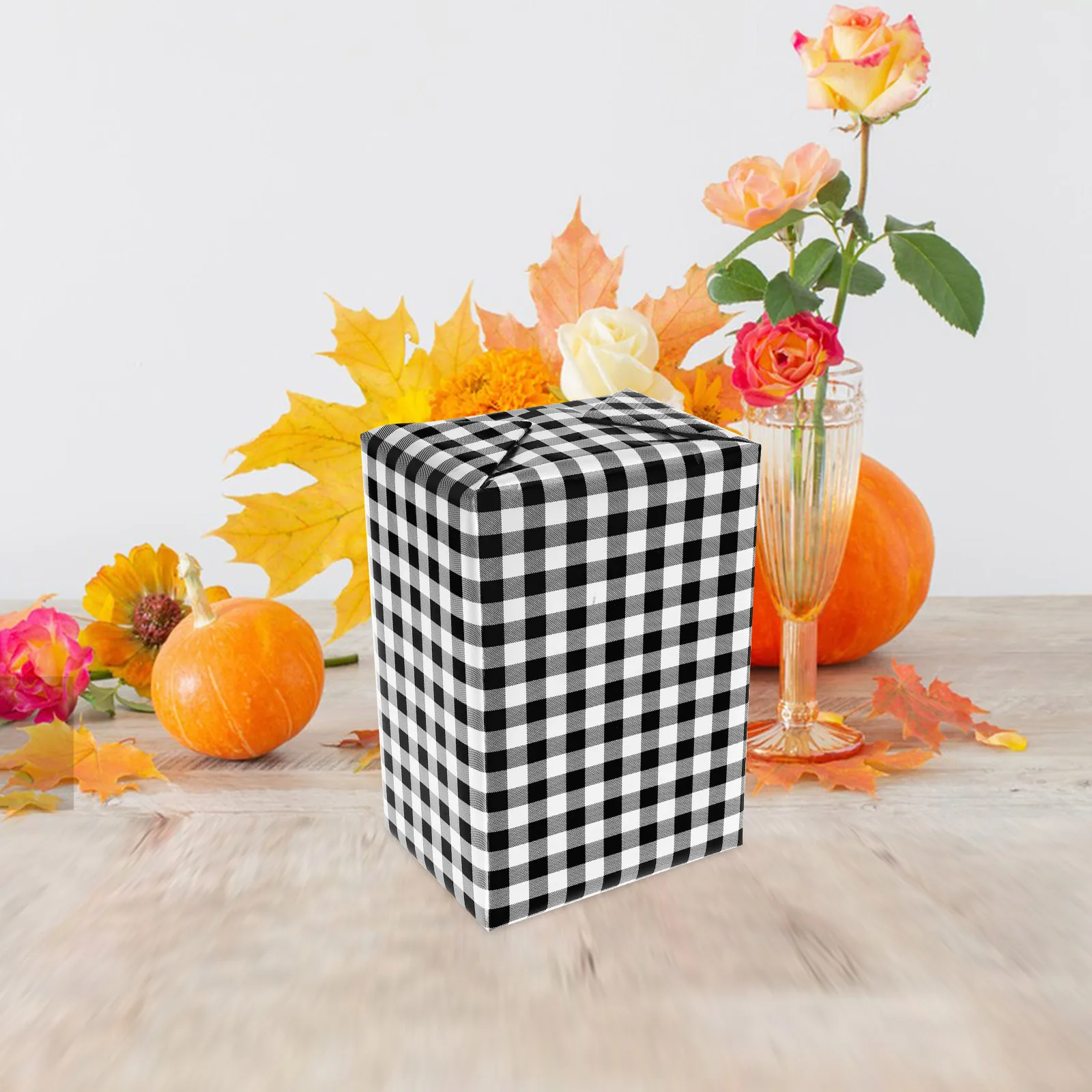 

20pcs Checkered Wrapping Paper Floral Bouquet Packaging Thick Paper Wedding Birthday Decoration Black White 58Cm