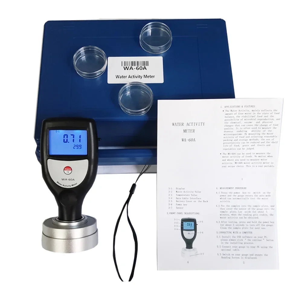 Digital Water Activity Meter WA-60A Food Water Activity Tester High Precision 0aw~1.0aw Food Bread Portable Water Activity Meter