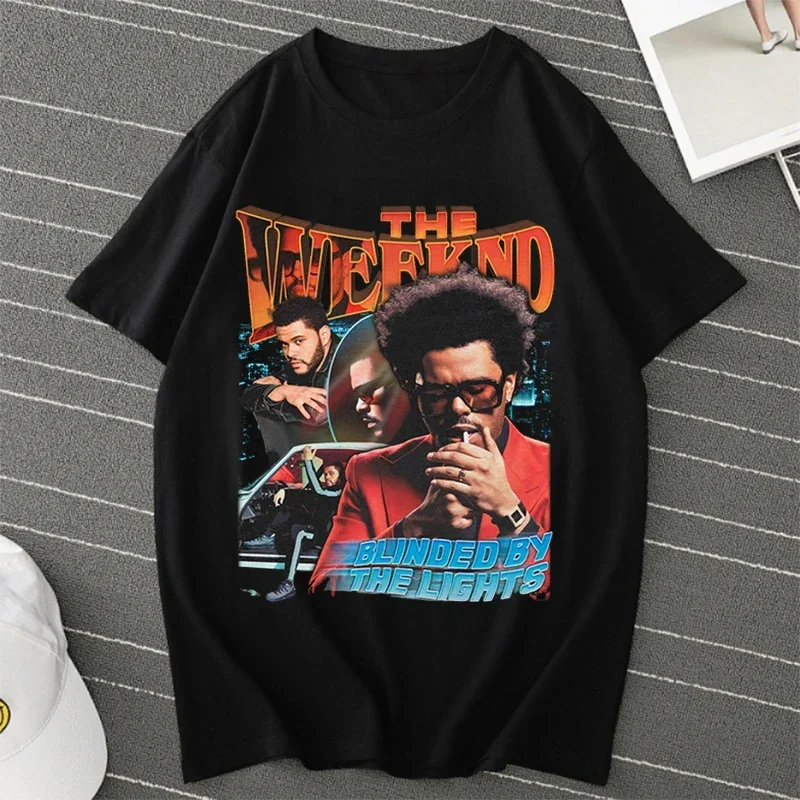 Piosenkarka pop Artist The Weeknd Print Anime Tops Tees Odzież Damska Koszulka Kobiety Kreskówka Koszulka Krótki Rękaw Moda Dziewczyny T Shirt