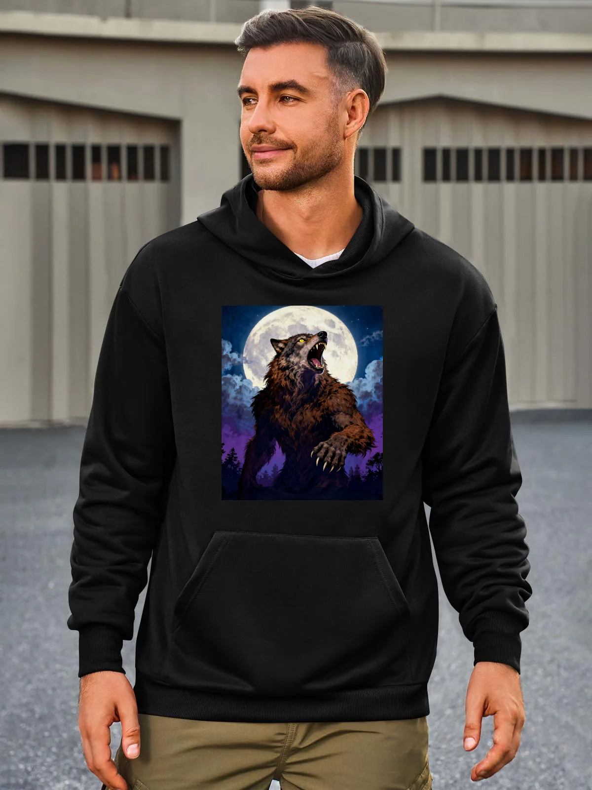 

Men's Trendy Pullover Hoodie - Artistic Animal Print Sweatshirt, A Fashion-Forward Pick for Street Style Fans